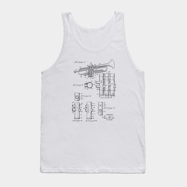 Horn musical instrument vintage patent drawing Tank Top by skstring